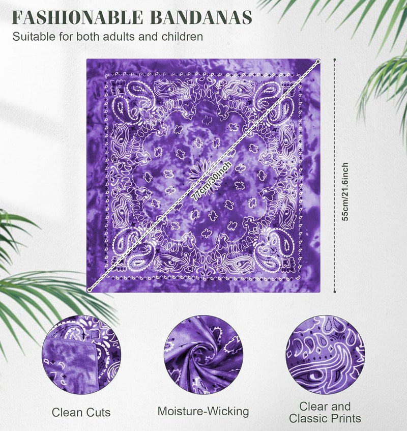 YSense 14 pieces Bandanas Paisley Print Novelty Headband Cowboy Headwraps Scarfs Hair Head Bandana for Women Men Boy Girl - Image 2
